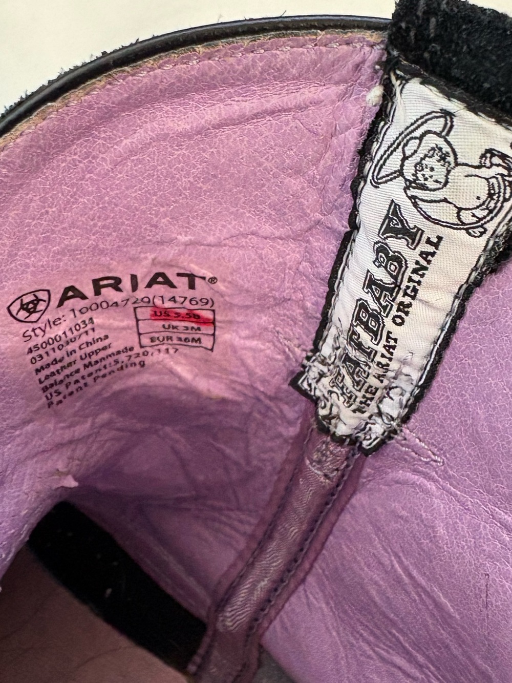 Ariat Size 5.5B Black Pink Embroidered Fatbaby Western Cowgirl Boots Country - Picture 6 of 7